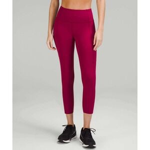 NWT Lululemon Women's Fast and Free HR Crop 23" Brushed Nulux Pomegranate 10